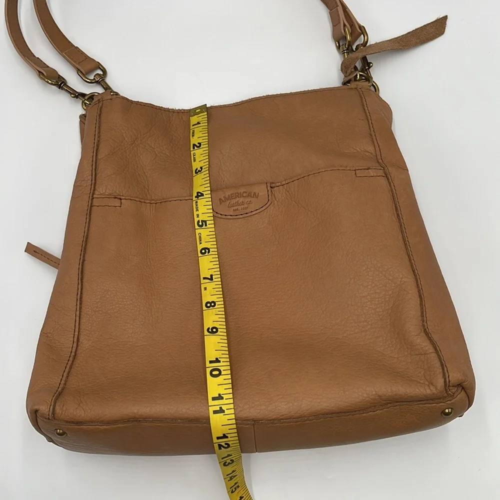 American Leather Co. Shoulder Bag - Caramel Brown 100% Leather - Double Straps - Picture 11 of 16
